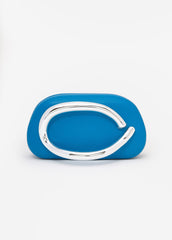 Sculptural Faux Leather Clutch Victoria Blue | Ashley Stewart