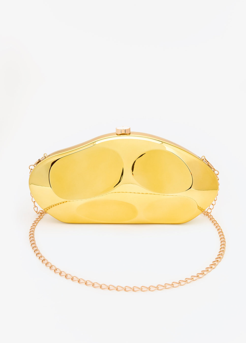 Metallic Hammered Bean Clutch Gold | Ashley Stewart
