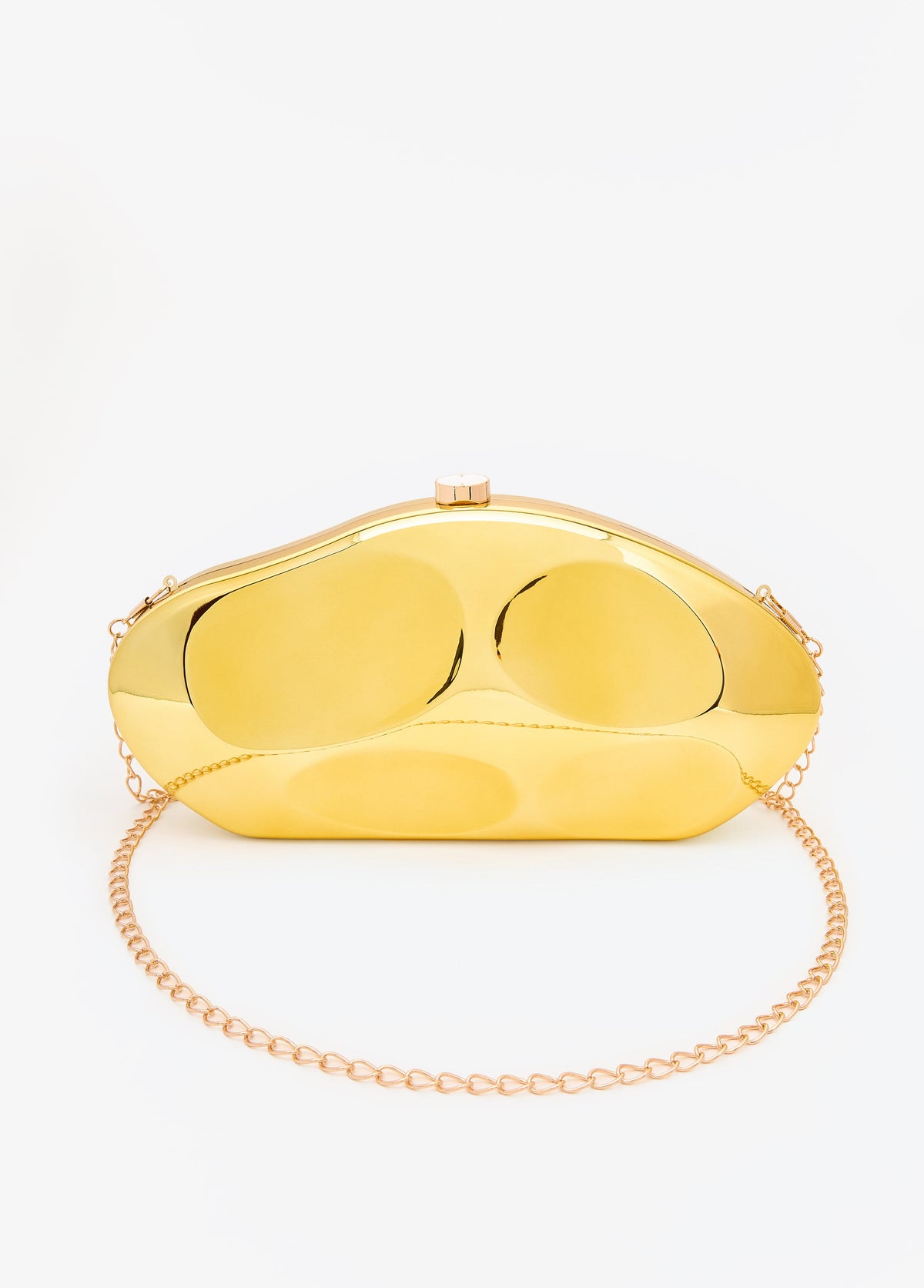 Metallic Hammered Bean Clutch Gold | Ashley Stewart