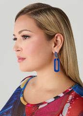Enamel Link Earrings Nautical Blue | Ashley Stewart