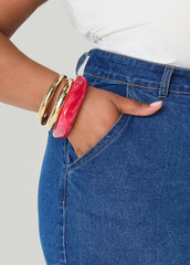 Three Piece Marble Bangle Set Calypso Coral | Ashley Stewart