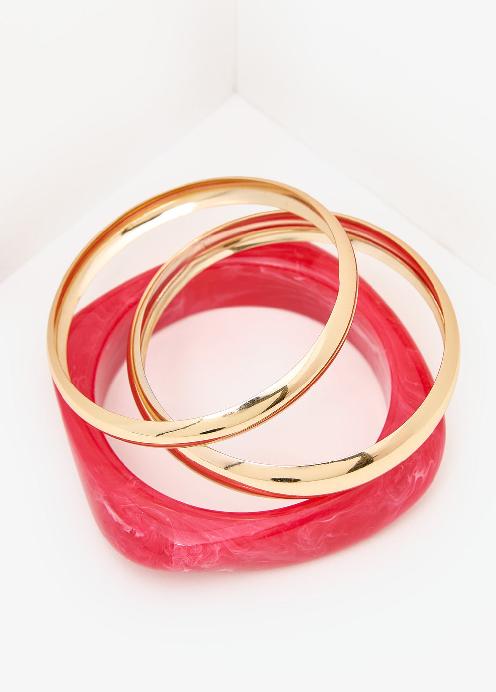 Three Piece Marble Bangle Set Calypso Coral | Ashley Stewart