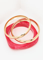 Three Piece Marble Bangle Set Calypso Coral | Ashley Stewart