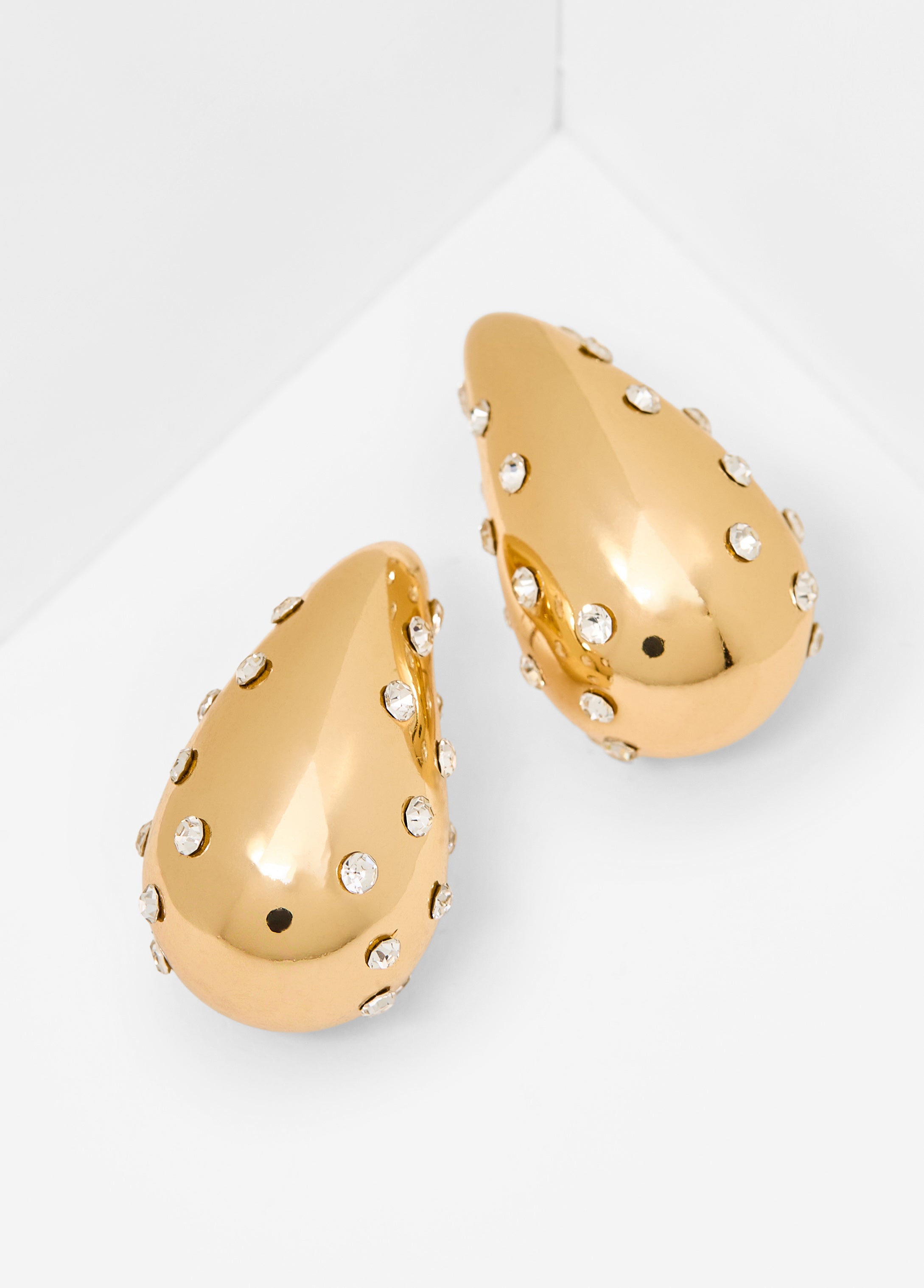 Crystal Gold Teardrop Earrings Gold | Ashley Stewart