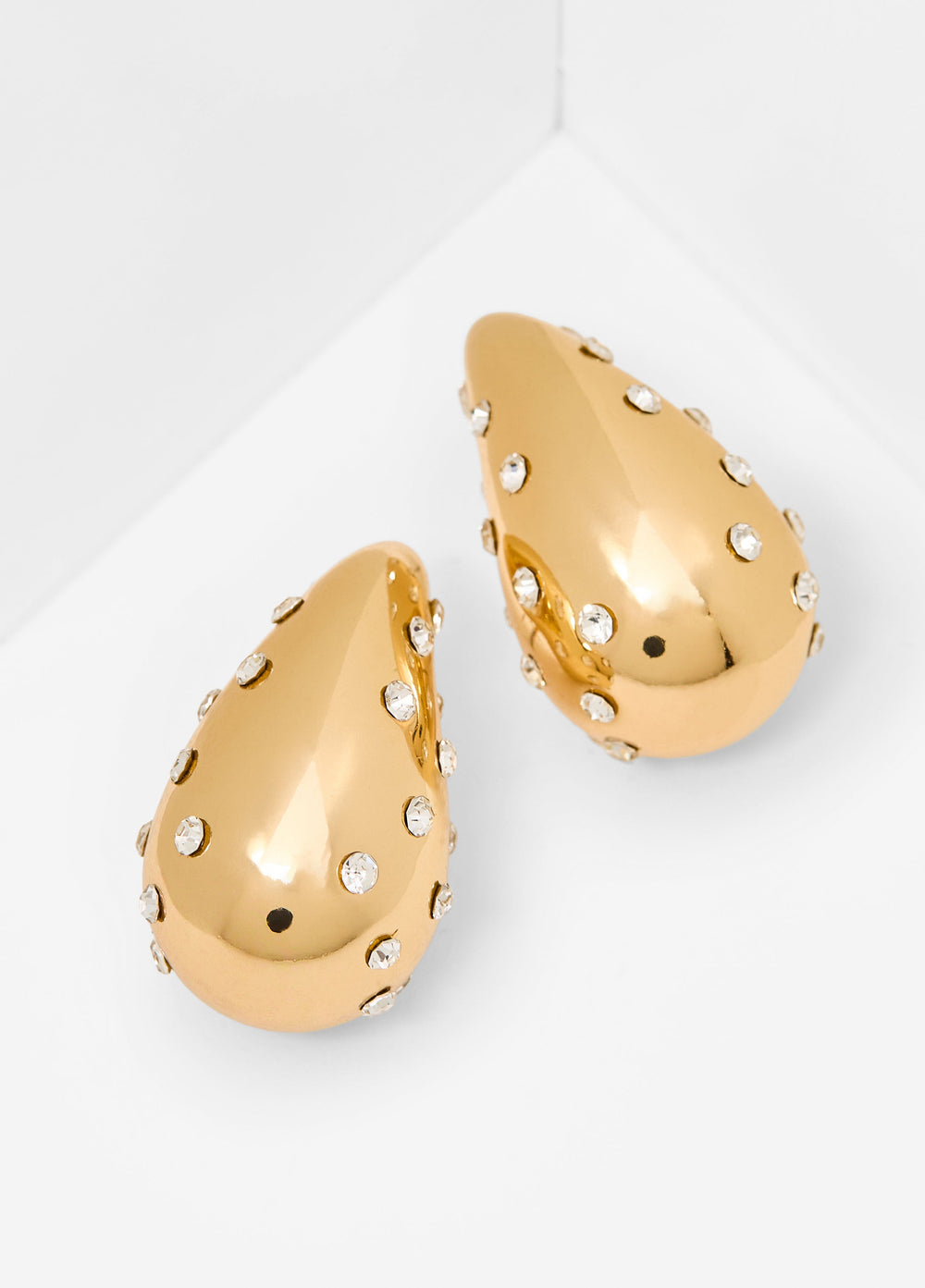 Crystal Gold Teardrop Earrings Gold | Ashley Stewart