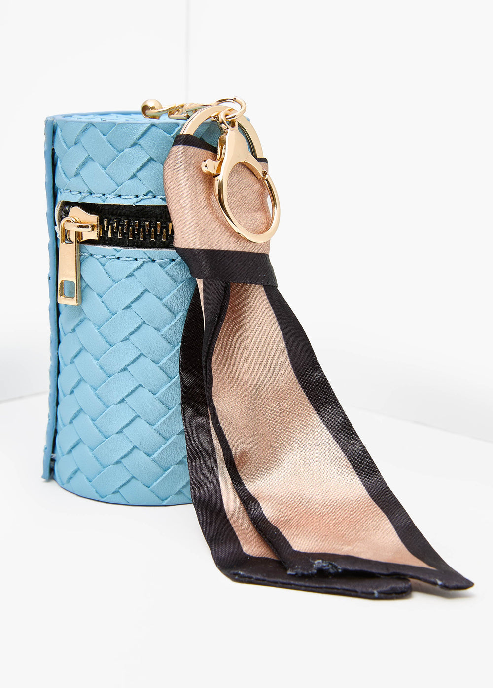 Basketweave Faux Leather Bag Charm POWDER BLUE | Ashley Stewart