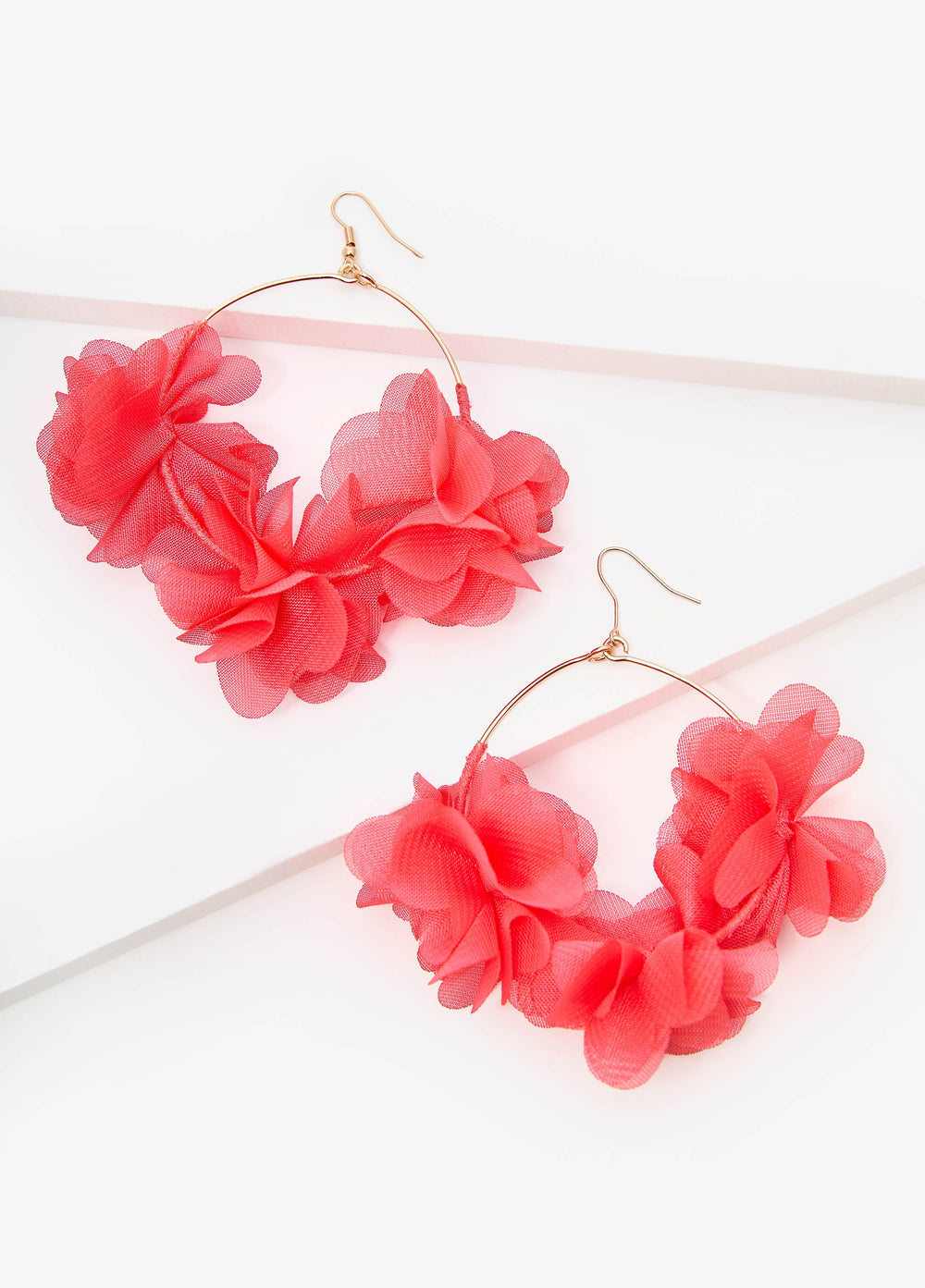 Flower Petal Hoop Earrings Calypso Coral | Ashley Stewart
