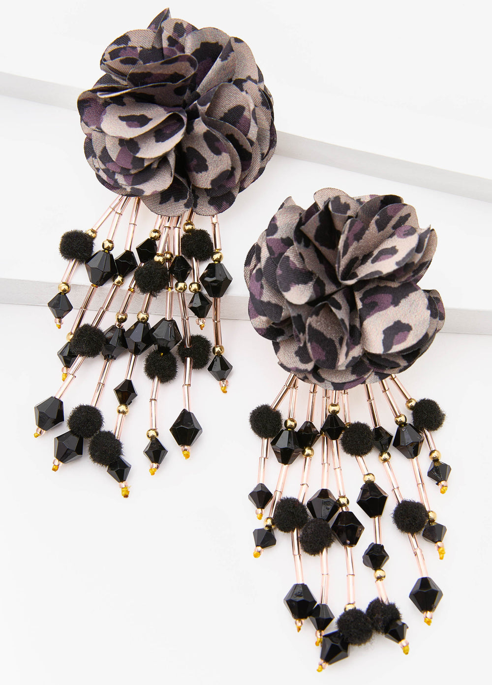 Animal Print Flower Earrings Brown Animal | Ashley Stewart
