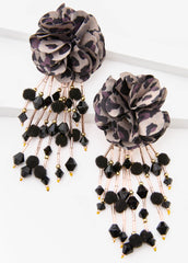 Animal Print Flower Earrings Brown Animal | Ashley Stewart