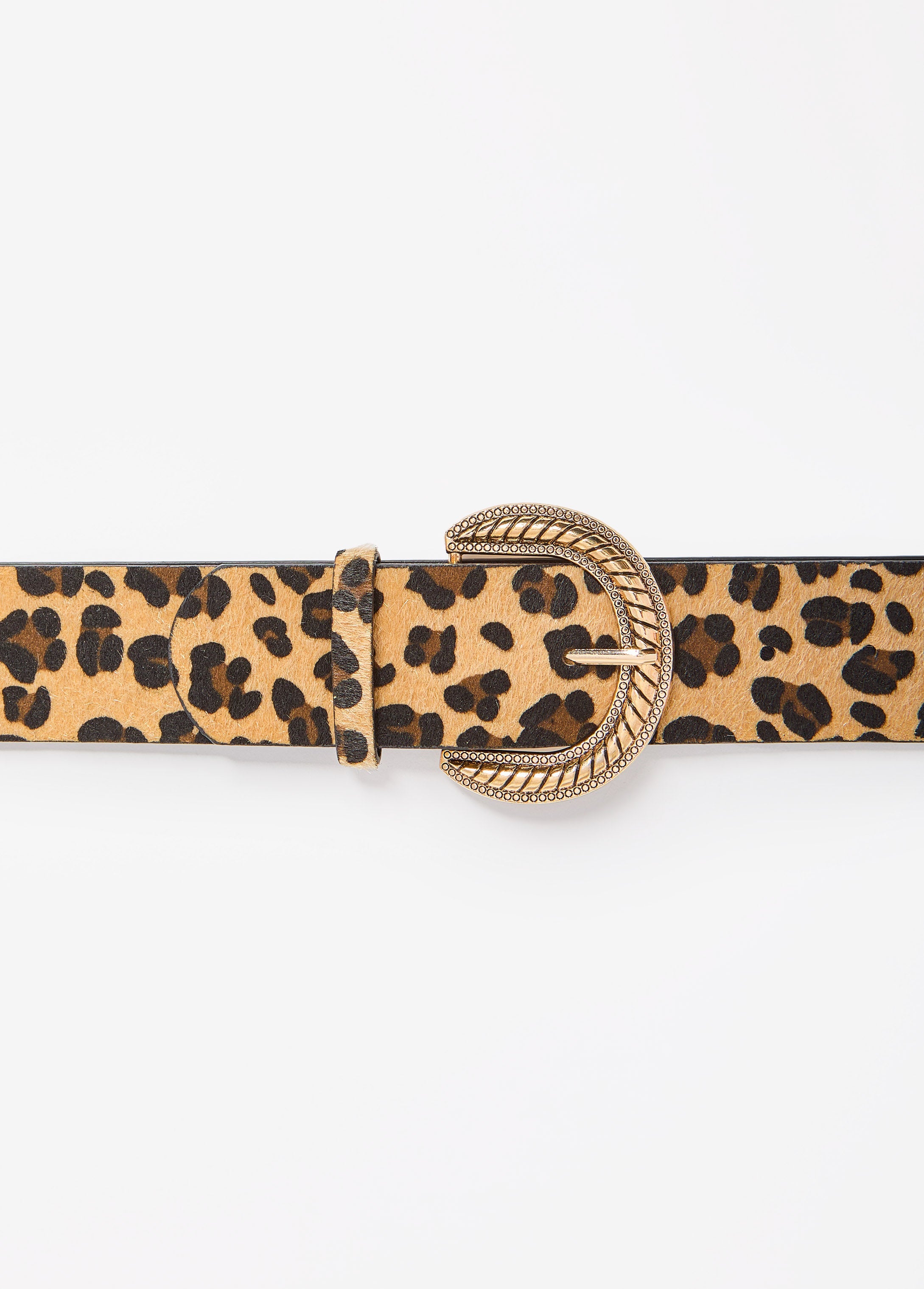 Animal Faux Calf Hair Belt Brown Animal | Ashley Stewart
