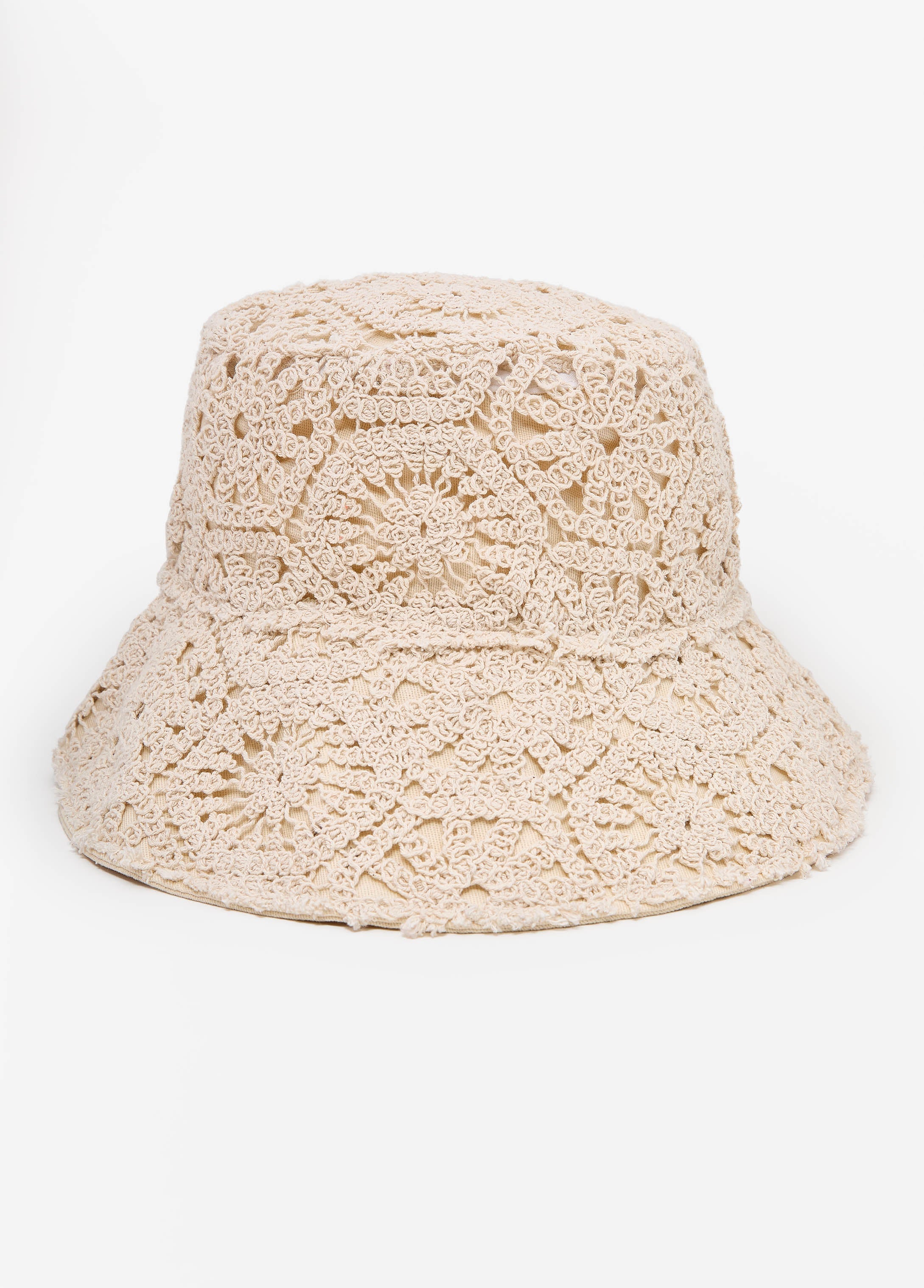 Crochet Bucket Hat Ivory | Ashley Stewart