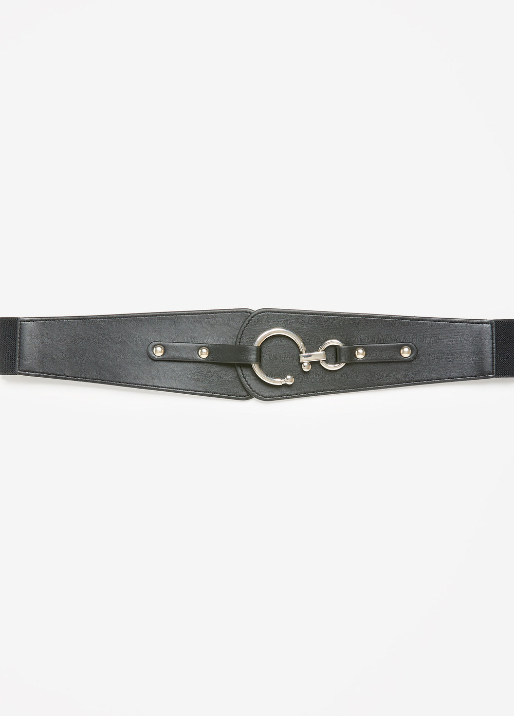 Bull Ring Buckle Stretch Belt Black | Ashley Stewart
