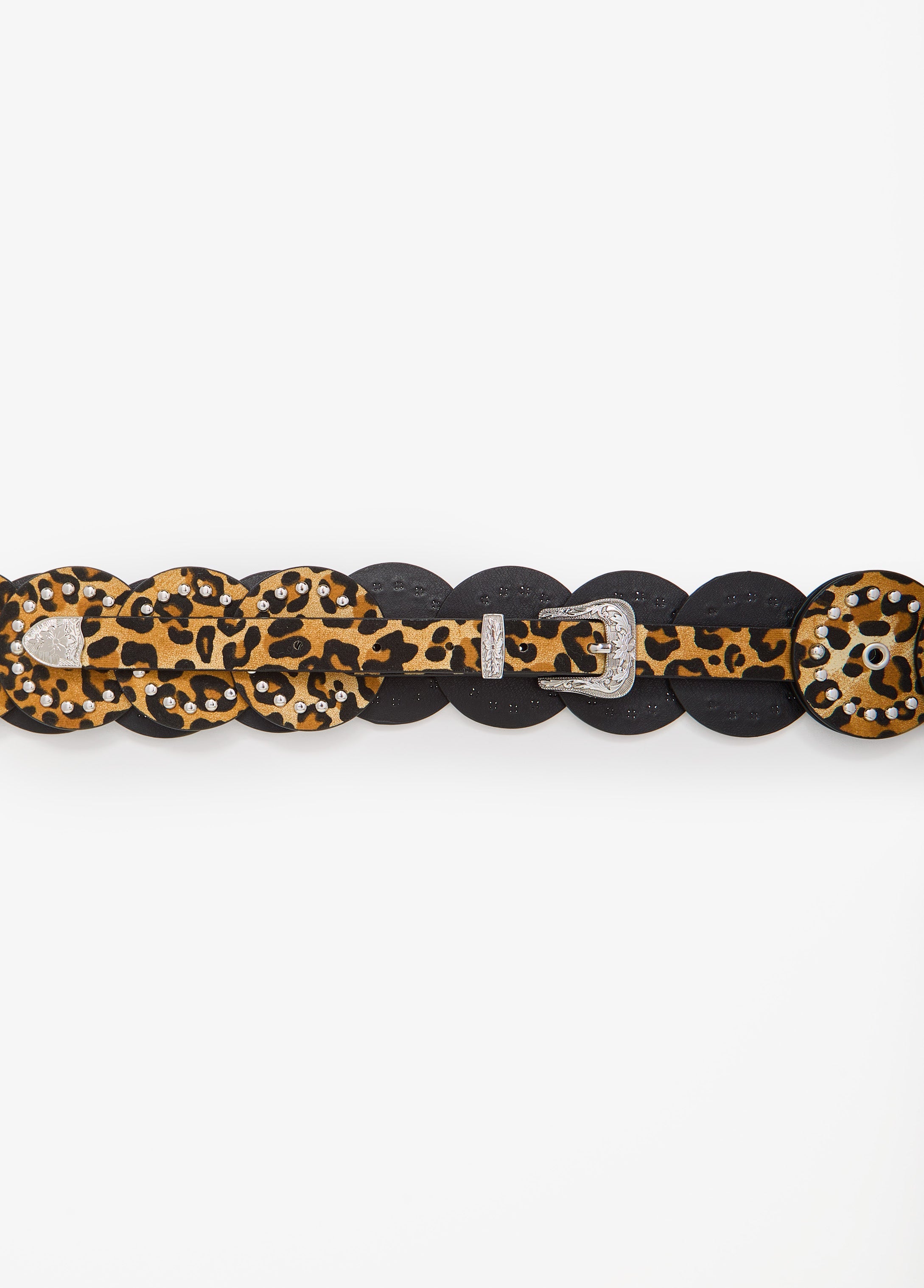 Leopard Print Disc Belt Brown Animal | Ashley Stewart