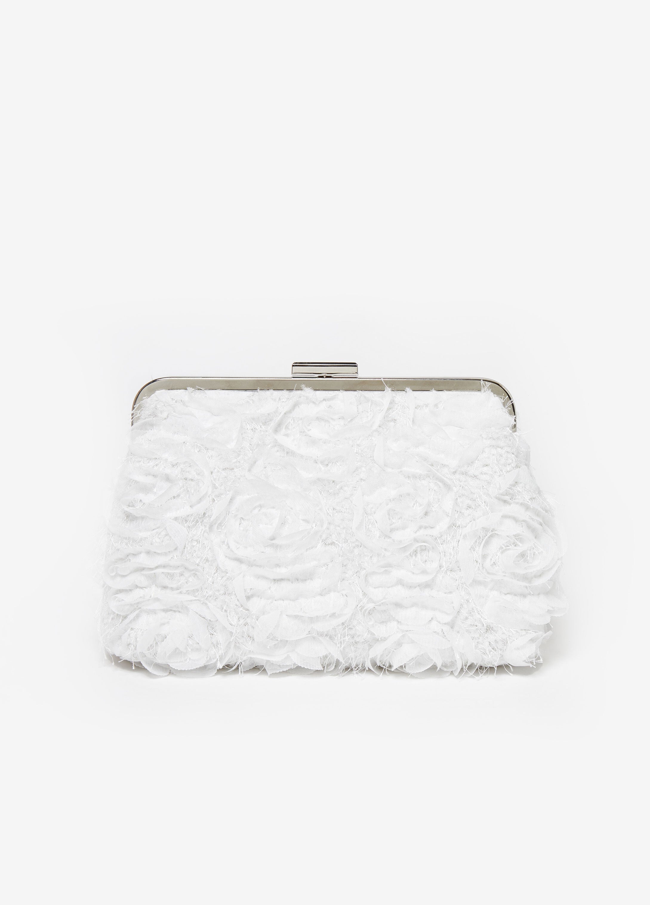 Trendy rosette clutch evening bags affordable luxury shoulder bag White | Ashley Stewart