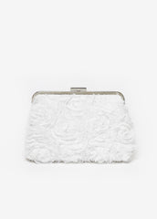 Trendy rosette clutch evening bags affordable luxury shoulder bag White | Ashley Stewart