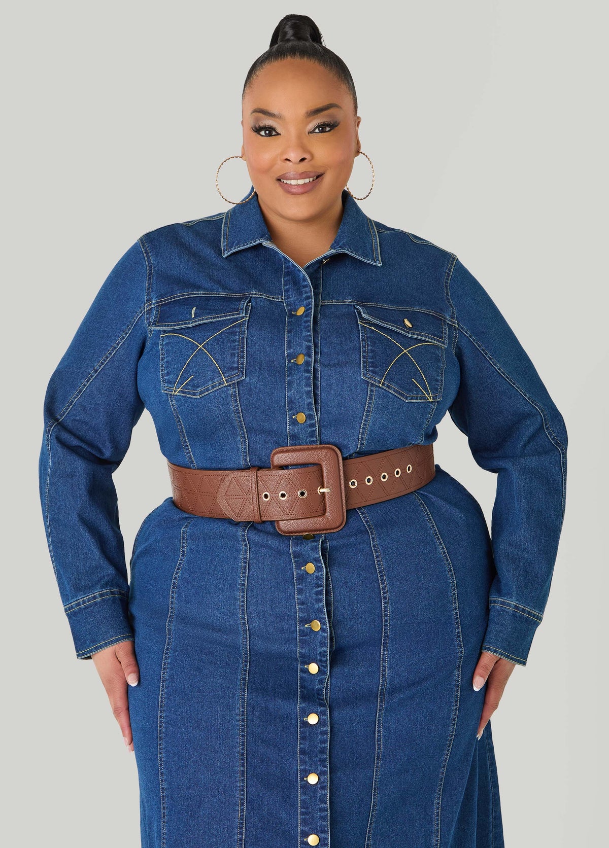Quilted Faux Leather Belt Potting Soil | Ashley Stewart