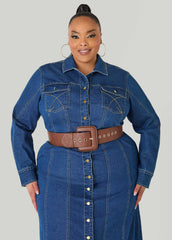 Quilted Faux Leather Belt Potting Soil | Ashley Stewart