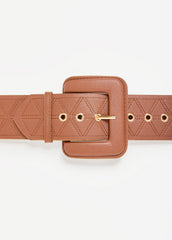 Quilted Faux Leather Belt Potting Soil | Ashley Stewart