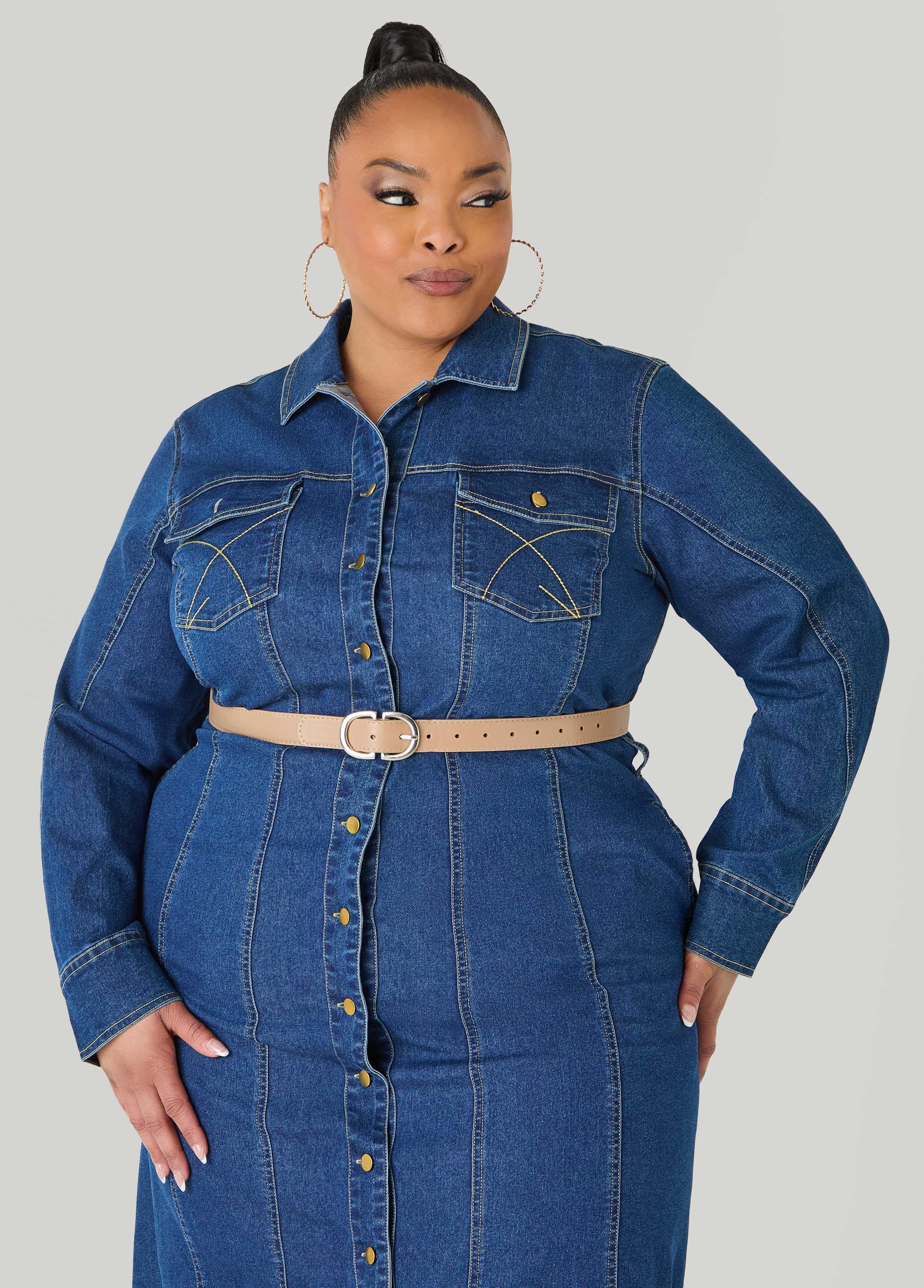 Crescent Buckle Pants Belt Iced Coffee | Ashley Stewart