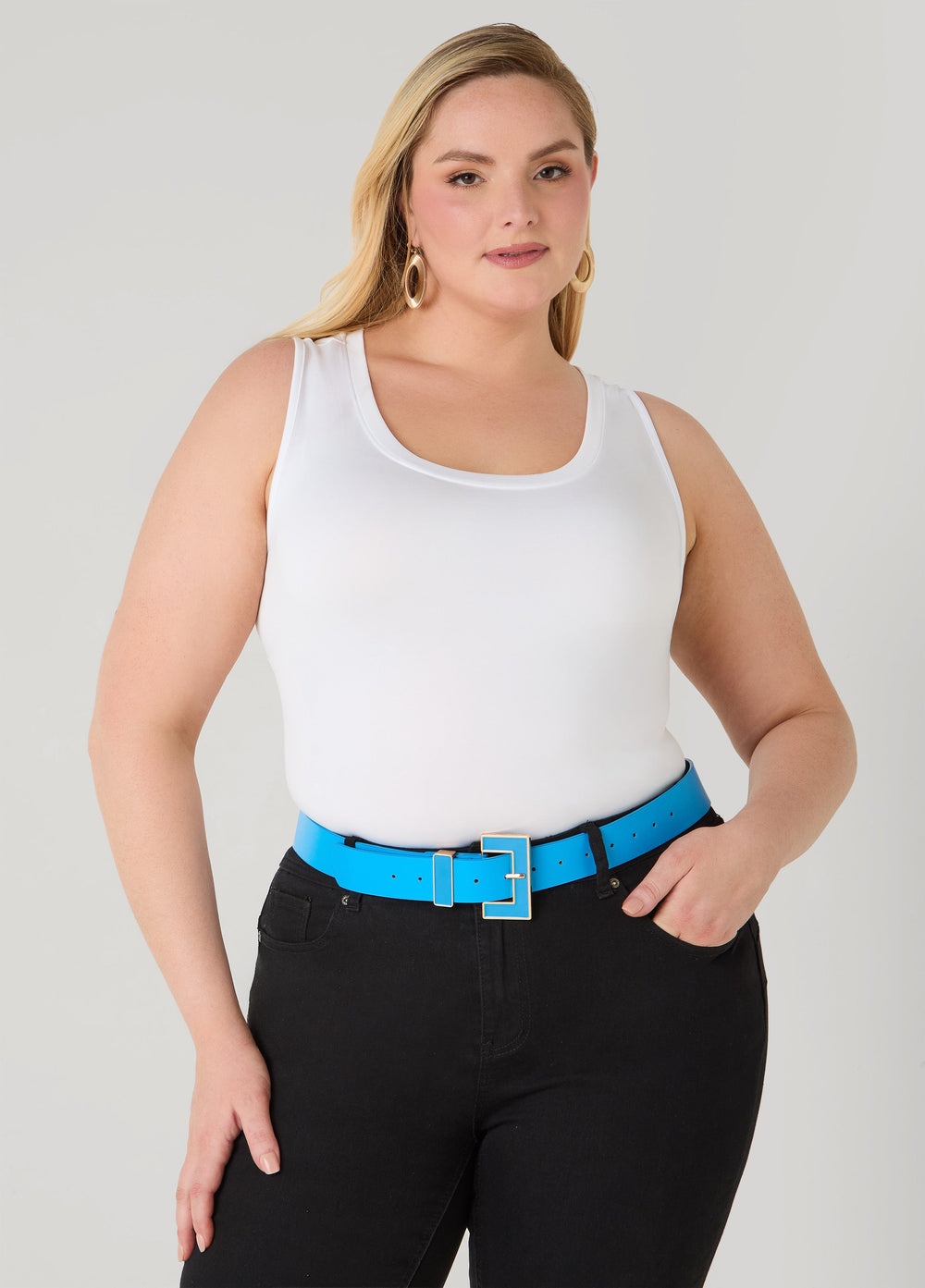 Enamel Buckle Belt Victoria Blue | Ashley Stewart