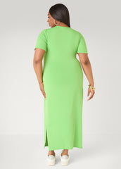 Stretch Knit T Shirt Maxi Dress Bright Green | Ashley Stewart