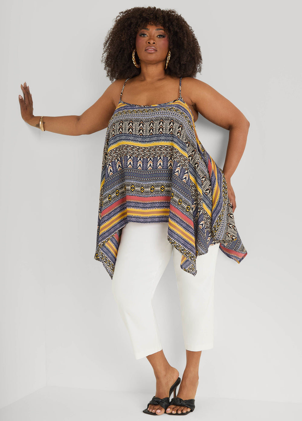 Printed Handkerchief Tank Red | Ashley Stewart