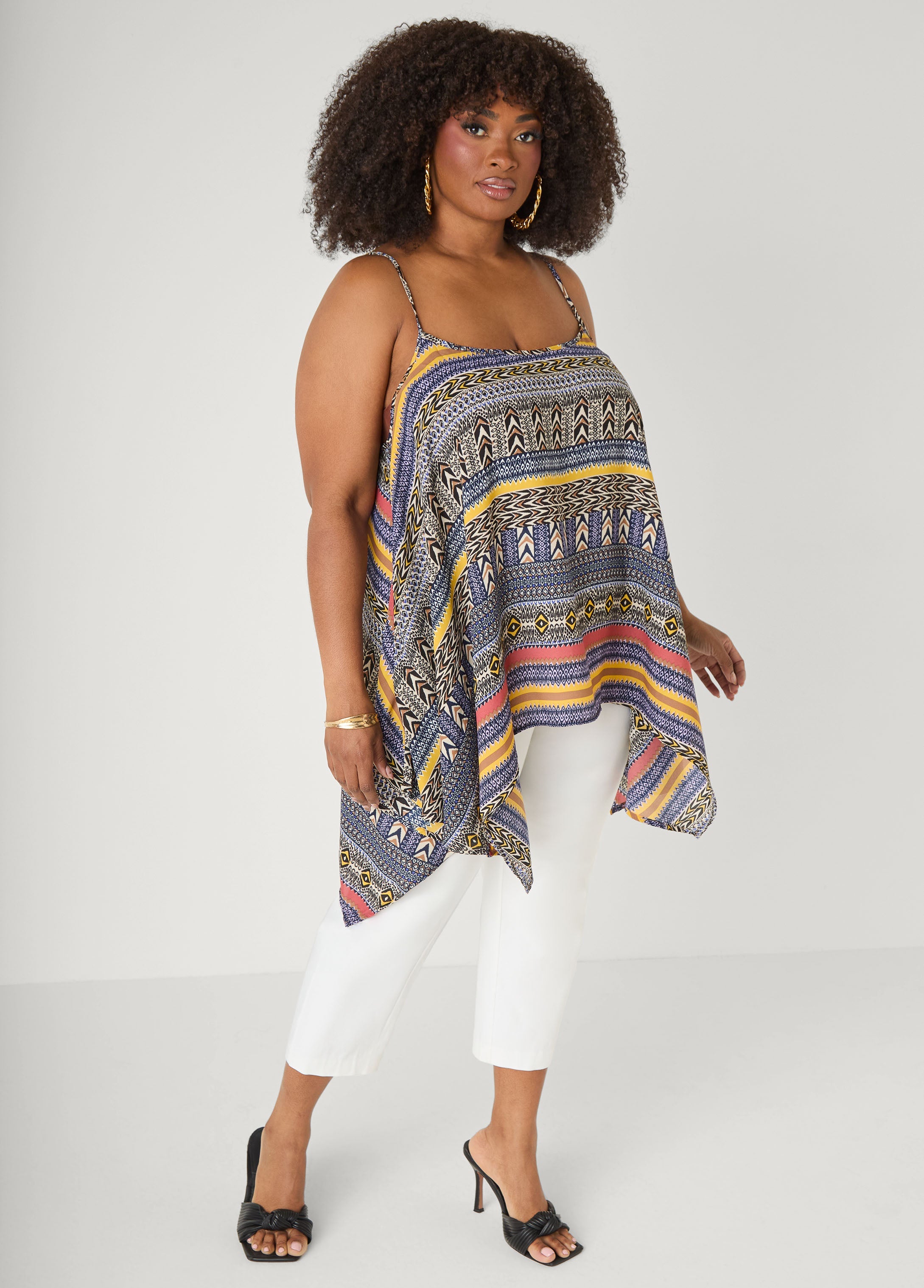 Printed Handkerchief Tank Red | Ashley Stewart