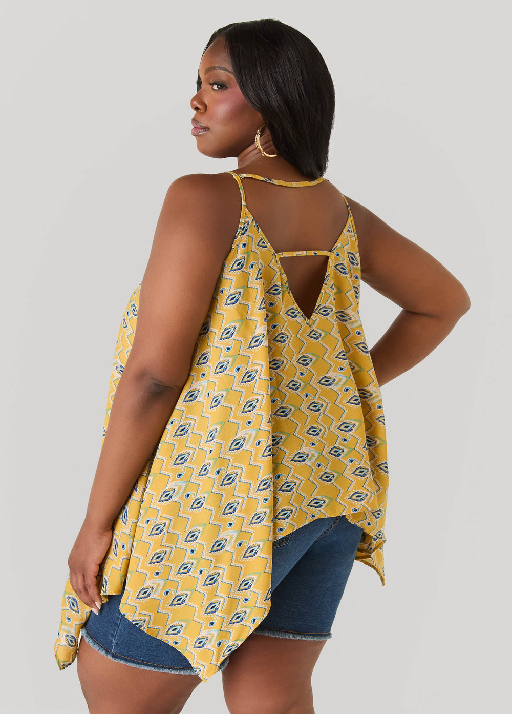 Printed Handkerchief Tank Red | Ashley Stewart
