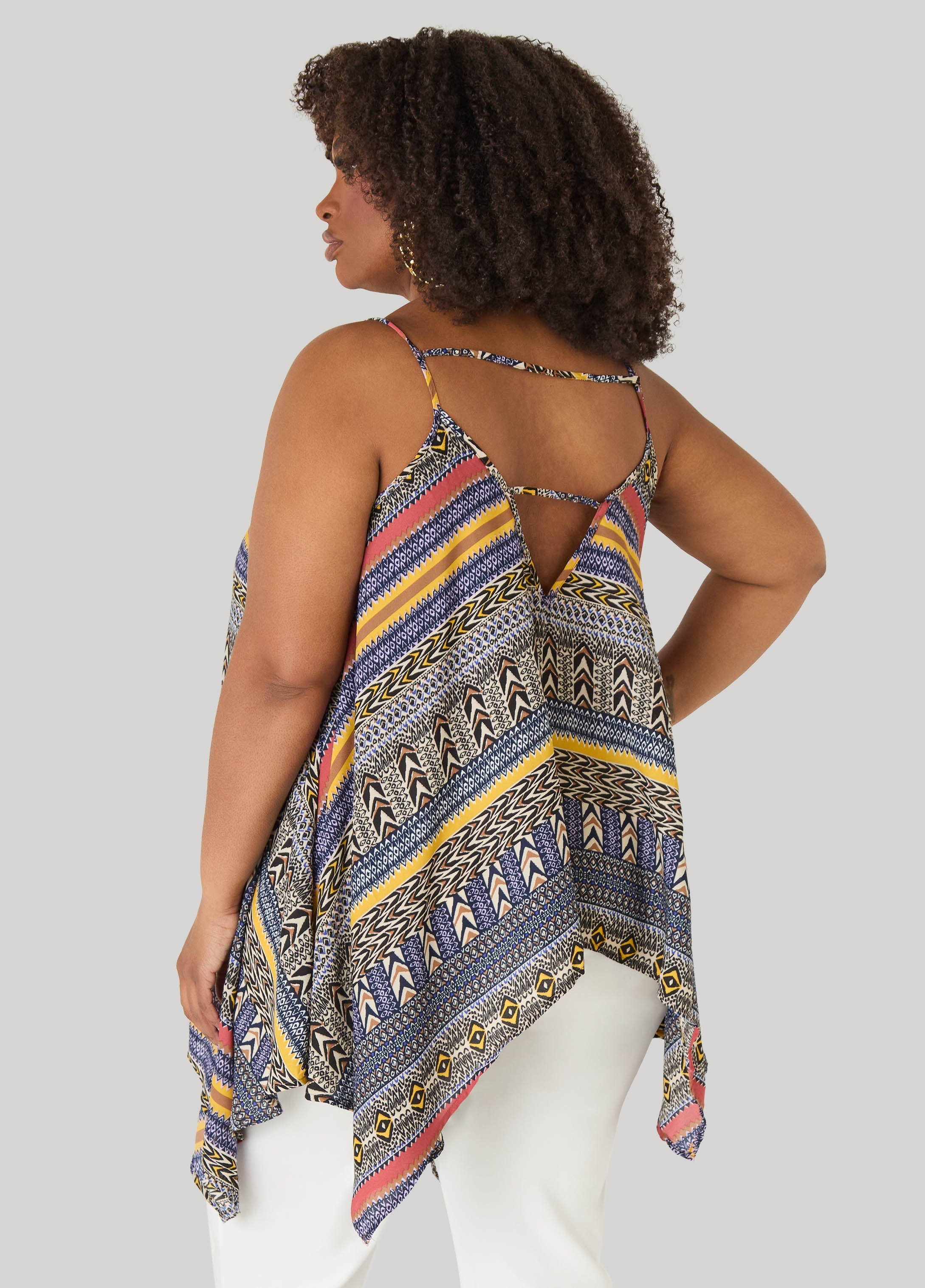 Printed Handkerchief Tank Red | Ashley Stewart