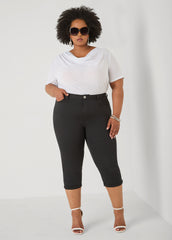Crystal Cowl Neck Mesh Top White | Ashley Stewart