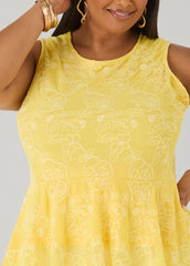 Floral Embroidered Peplum Top Primrose Yellow | Ashley Stewart