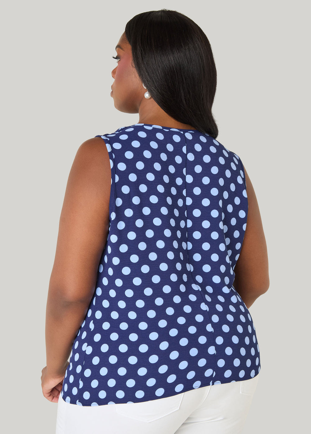 Polka Dot Cowl Neck Top Navy | Ashley Stewart