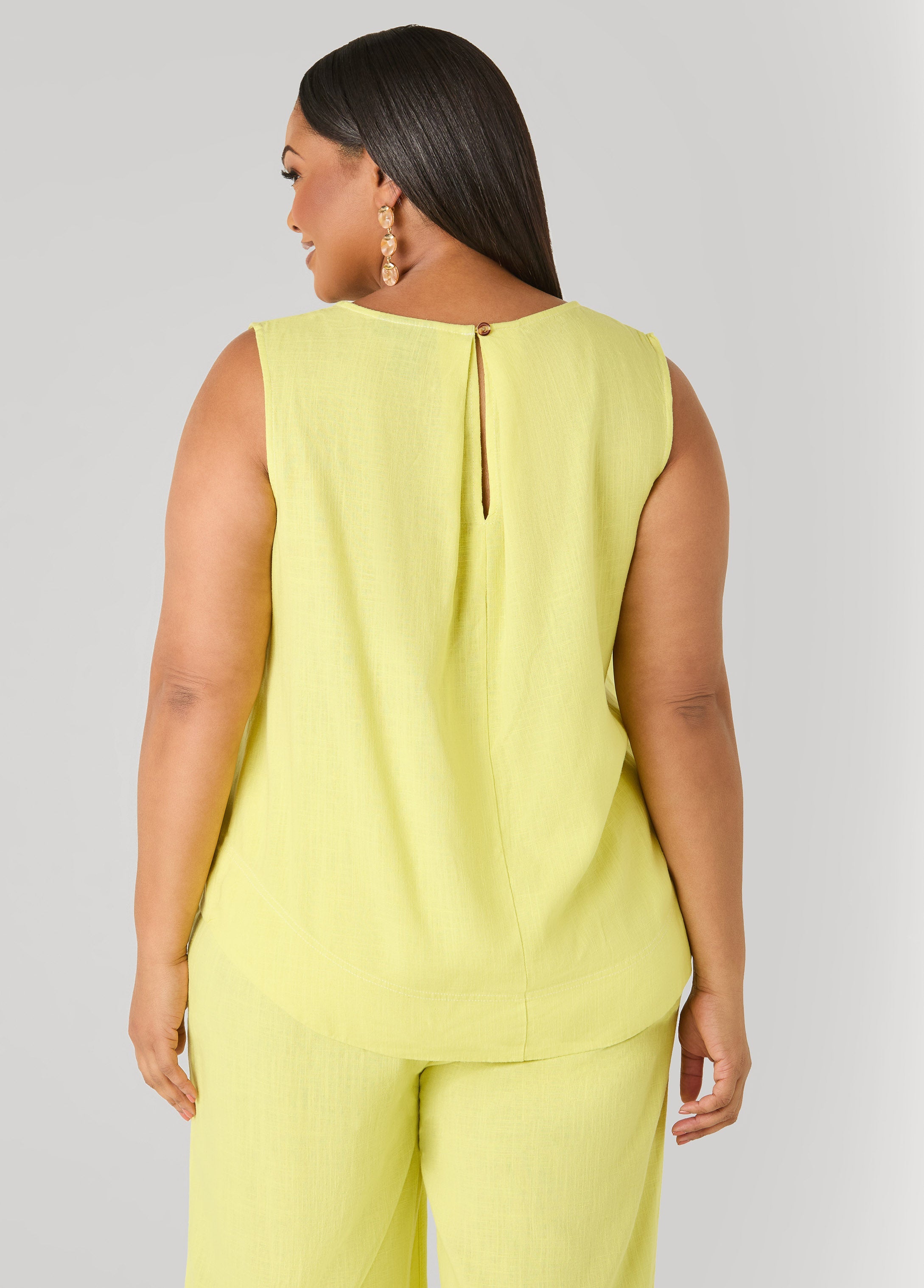 Linen Blend Top White | Ashley Stewart