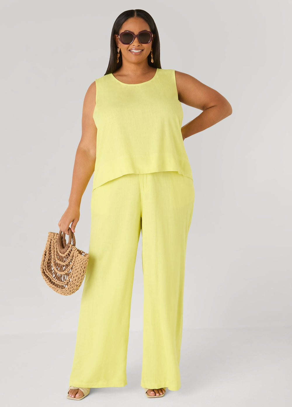 Linen Blend Top White | Ashley Stewart