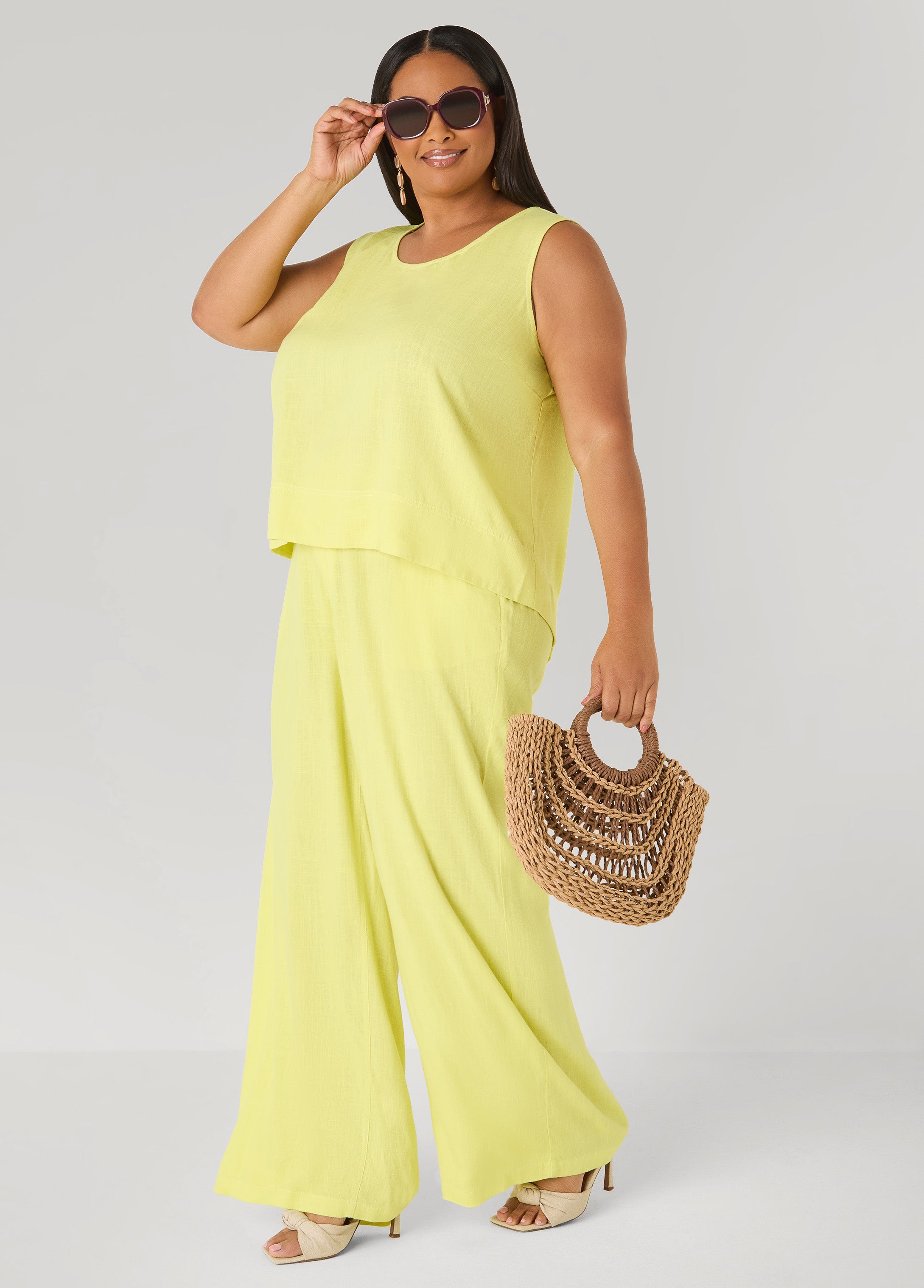 Linen Blend Top White | Ashley Stewart