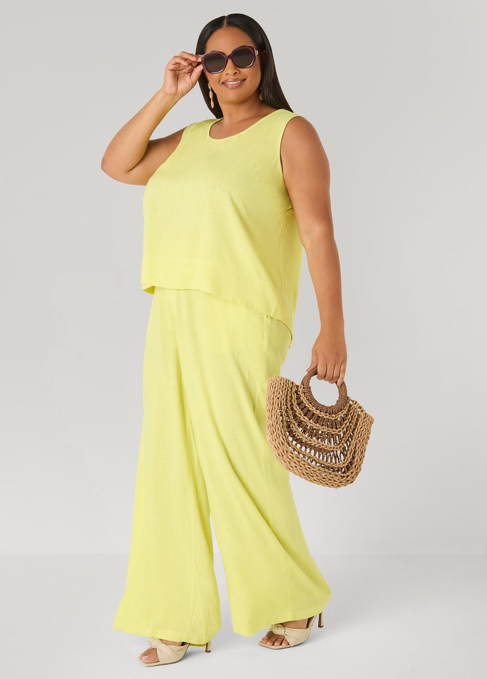 Linen Blend Top White | Ashley Stewart