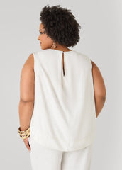 Linen Blend Top White | Ashley Stewart