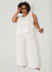 Linen Blend Top White | Ashley Stewart