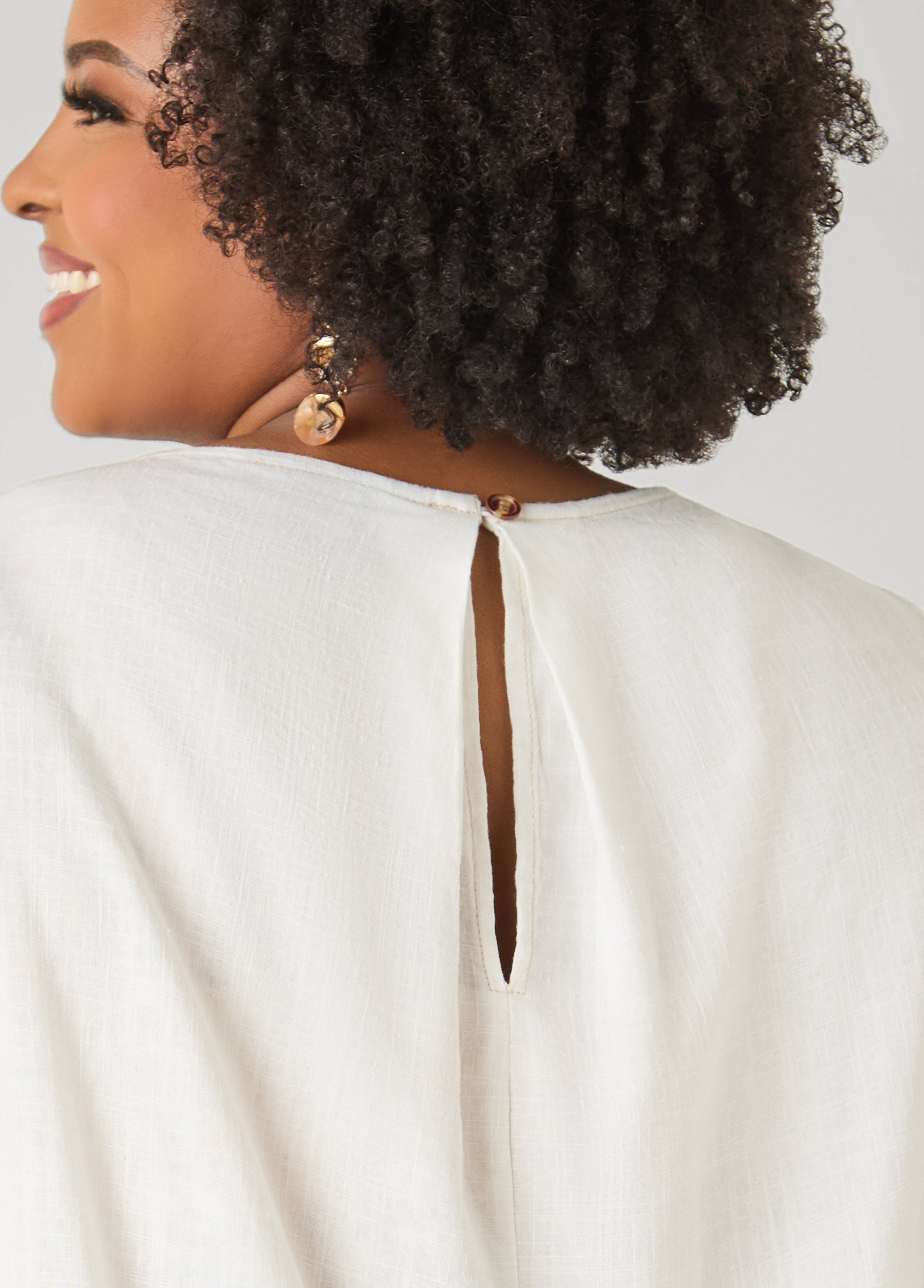 Linen Blend Top White | Ashley Stewart