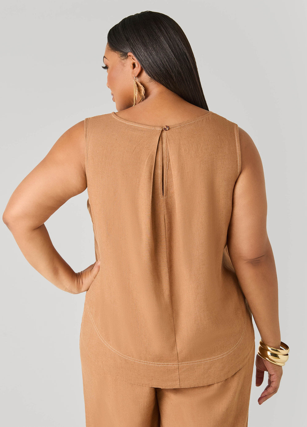 Linen Blend Top White | Ashley Stewart