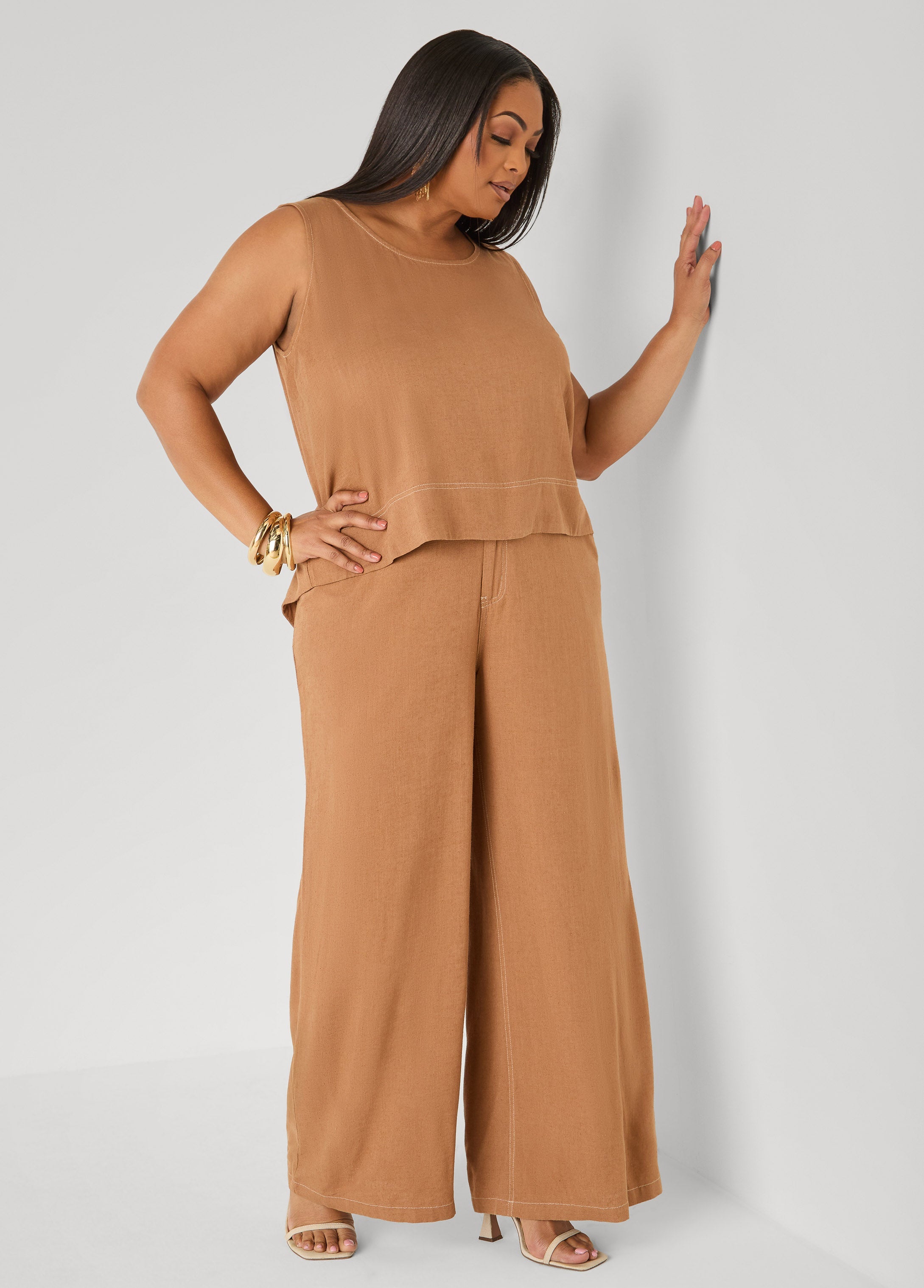 Linen Blend Top White | Ashley Stewart