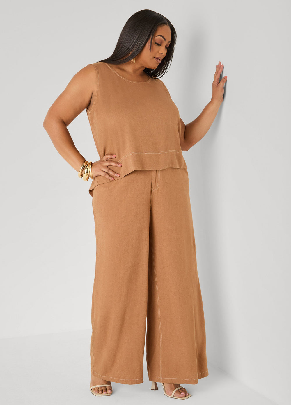 Linen Blend Top White | Ashley Stewart