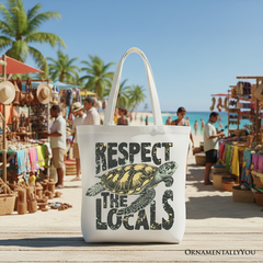 Respect the Locals Turtles Tote Bag White | Ashley Stewart