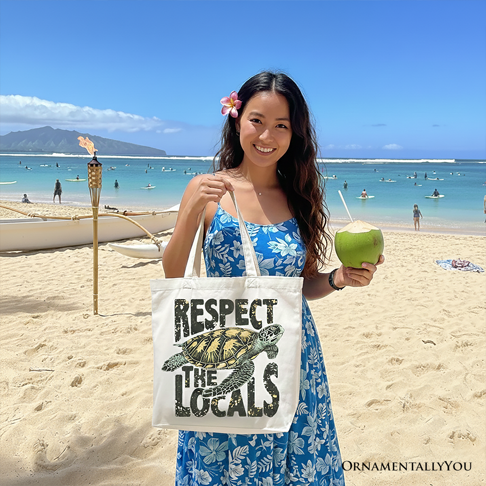 Respect the Locals Turtles Tote Bag White | Ashley Stewart