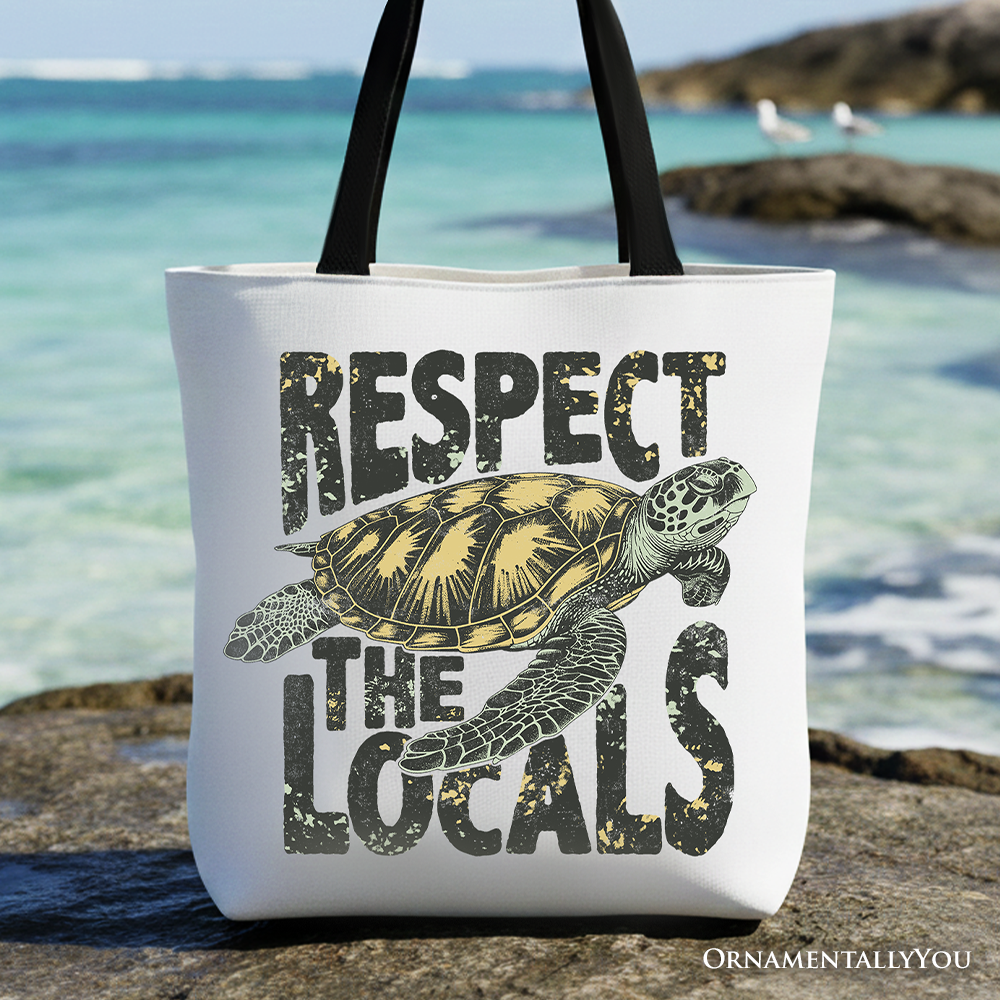 Respect the Locals Turtles Tote Bag White | Ashley Stewart