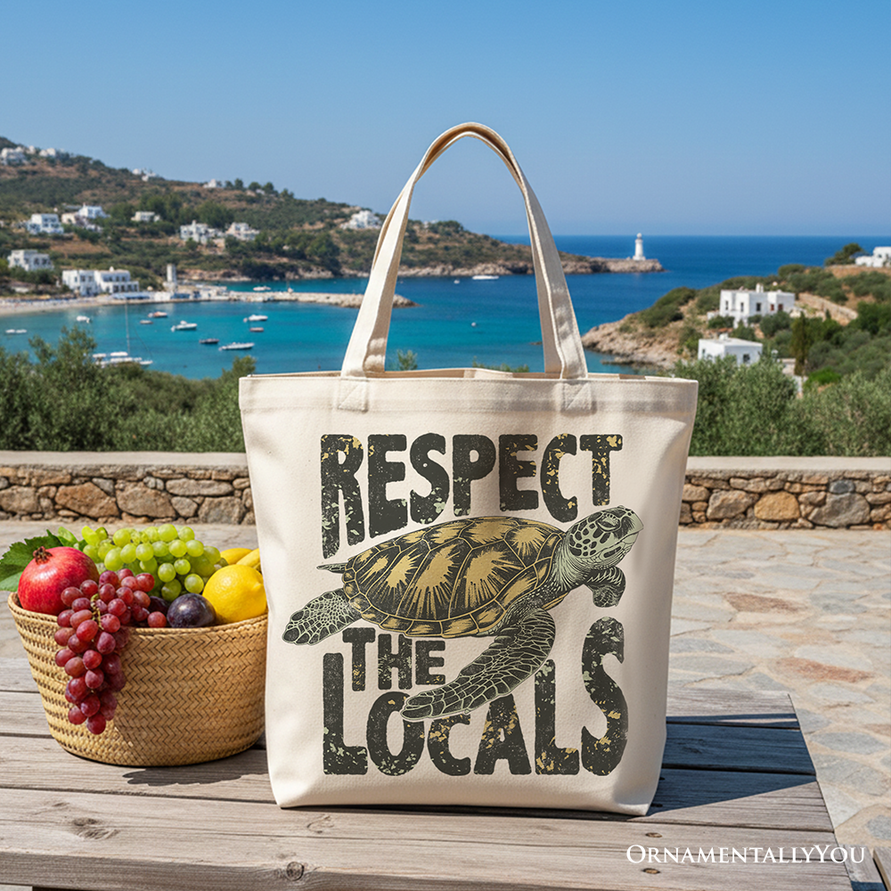 Respect the Locals Turtles Tote Bag White | Ashley Stewart
