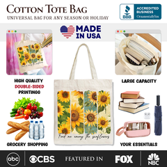 Among the Sunflowers Canvas Tote Bag White | Ashley Stewart