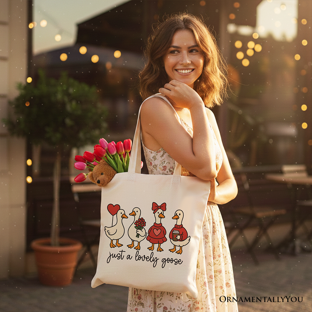 Lovely Goose Canvas Tote Bag Beige | Ashley Stewart