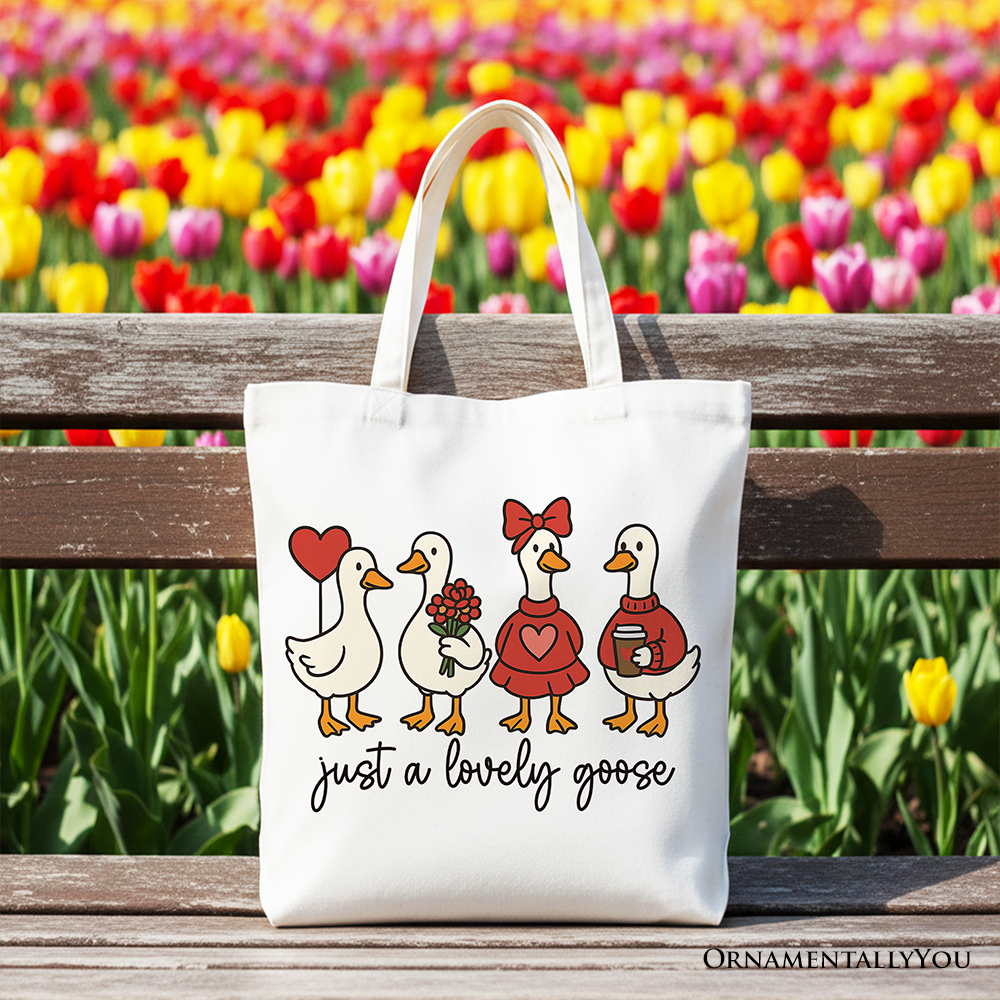Lovely Goose Canvas Tote Bag Beige | Ashley Stewart