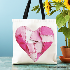 Patchwork Heart Canvas Tote Bag White | Ashley Stewart